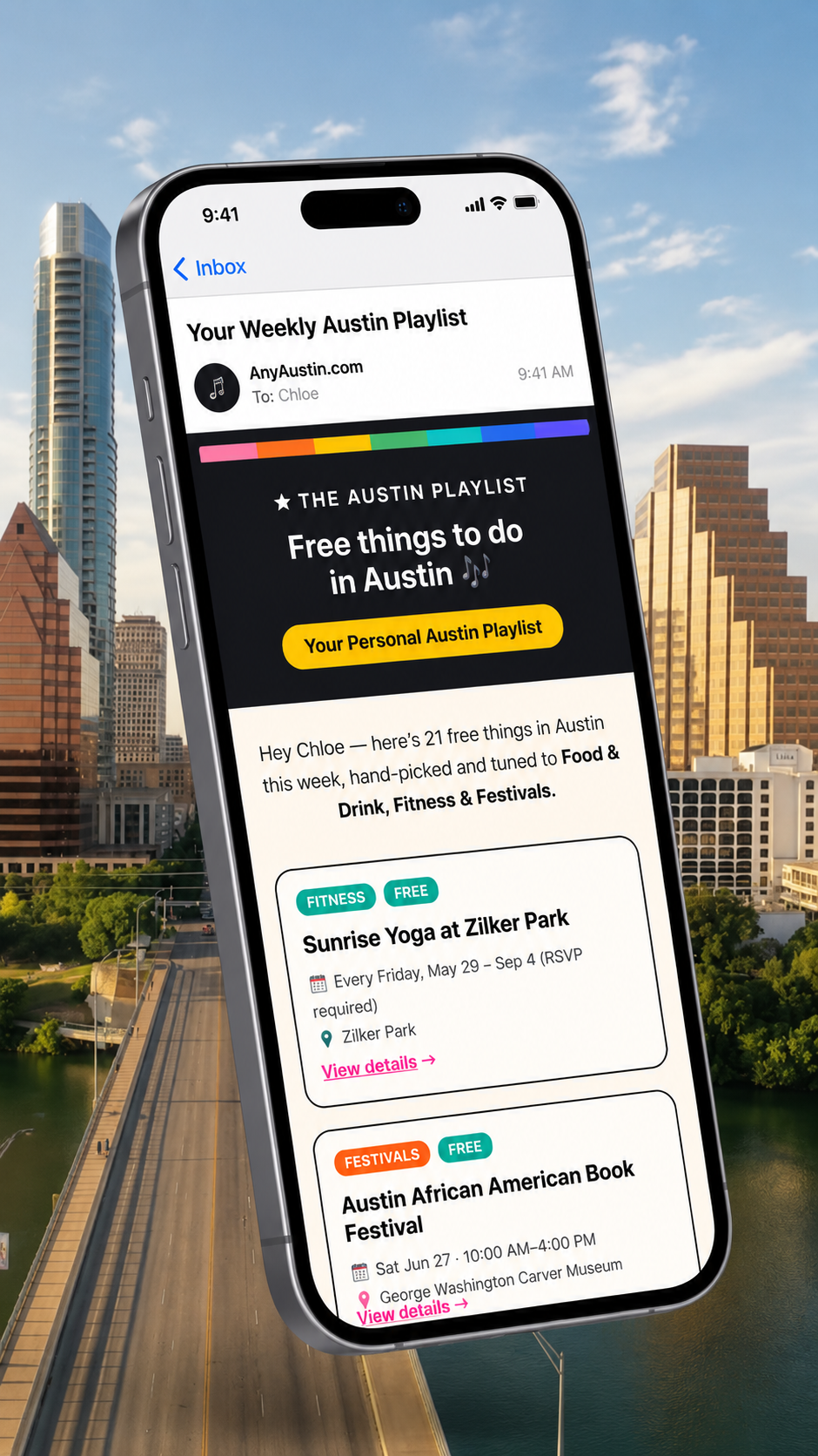 Your Personal Austin Playlist on your phone